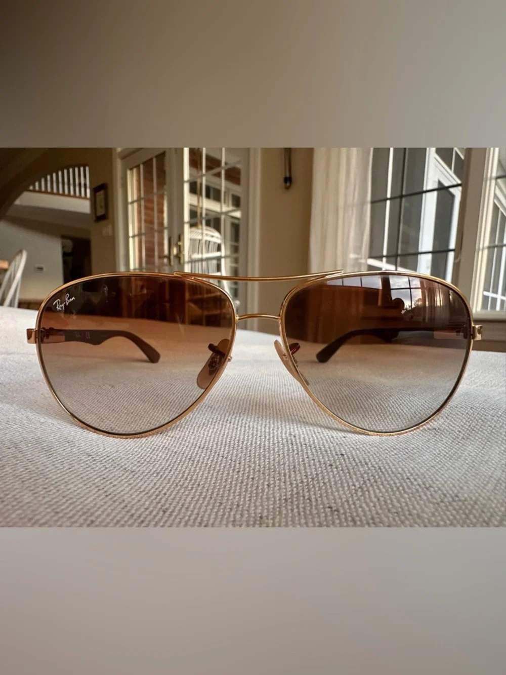 Ray-Ban RB8313 Carbon Fiber Aviator Sunglasses Gold/Brown Gradient 61mm w/ Case - Picture 10 of 11